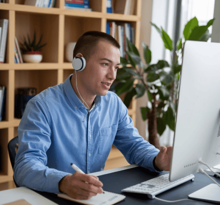 Customer benefiting from various services provided by Dallas captioning, including video translation and captioning.