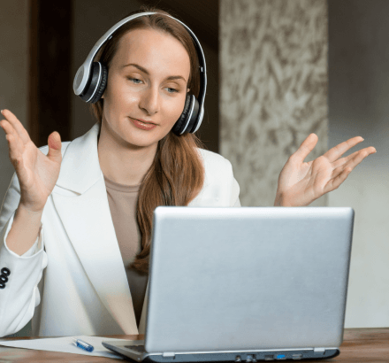 A senior specialist reviews certified Netflix Captioning Services audio captions, checking timing, placement, and SDH cues.