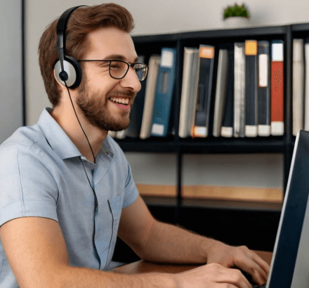 The customer is using captioned materials created through closed captioning in Billings for better business outreach.