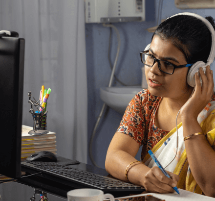 Hindi subtitling expert works on translating healthcare videos, ensuring clarity in communication for Hindi-speaking viewers.