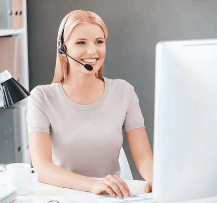 Customer reviewing compliant and flexible caption formats created by closed captioning services in Las Vegas.