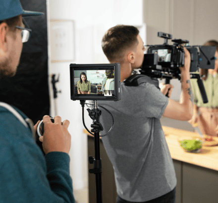 Native captioners producing precise captions in video captioning services for films.