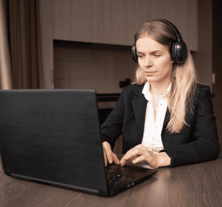 Professional subtitler is working on high quality Georgian subtitling services ensuring accuracy and cultural relevance.