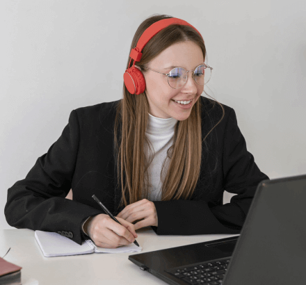 Student benefits from subtitling services, providing subtitles enhancing understanding, reducing distractions in e-learning.